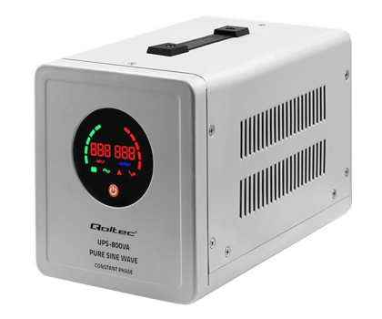 UPS (zasilacz awaryjny) QOLTEC Zasilacz awaryjny Pure Sine Wave UPS | 800VA | 560W | Stała faza | Szary 50718